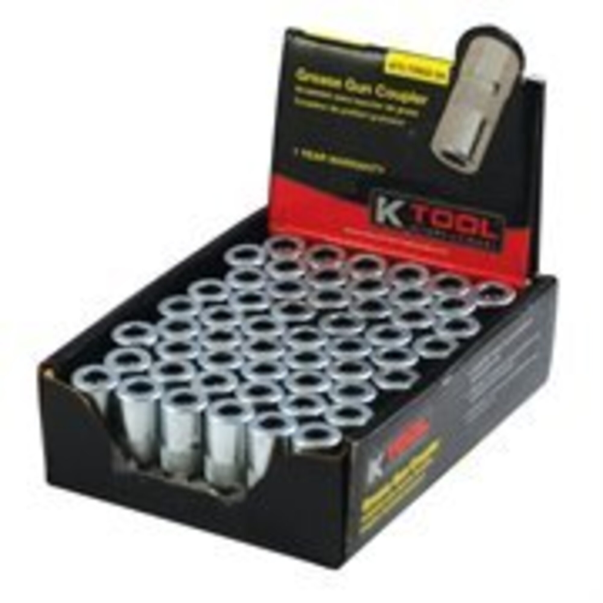 K Tool International Grease Coupler Display — 54 Pcs, 6000 PSI, Hand Grease Gun Compatible, Model# KTI73952